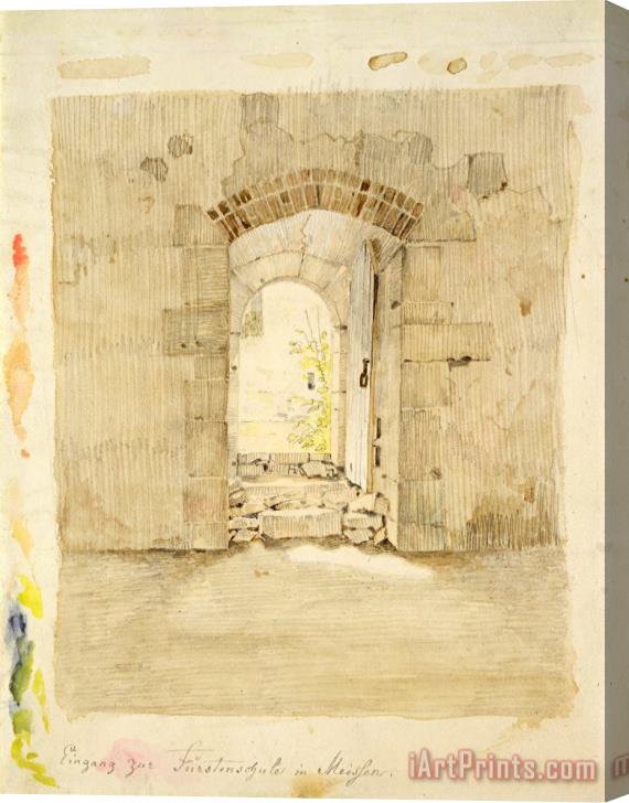 Caspar David Friedrich Entrance Gate to The Royal School in Meissen (pencil And W/c on Paper) Stretched Canvas Print / Canvas Art