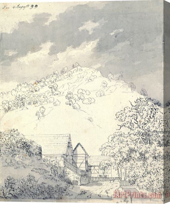 Caspar David Friedrich Farmhouses by a Hillside Stretched Canvas Print / Canvas Art