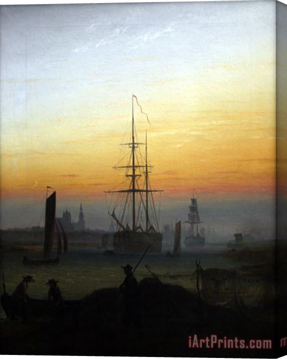 Caspar David Friedrich Greifswald Harbour Stretched Canvas Print / Canvas Art