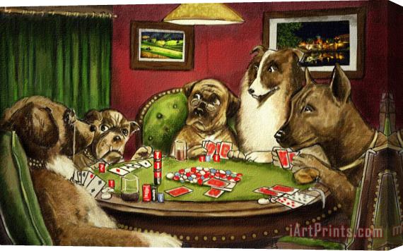 cassius marcellus coolidge Dogs Playing Poker I Stretched Canvas Painting / Canvas Art