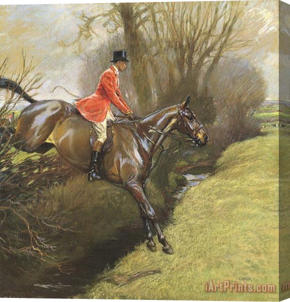 Cecil Charles Windsor Aldin Lt Col Ted Lyon Jumping a Hedge Stretched Canvas Print / Canvas Art