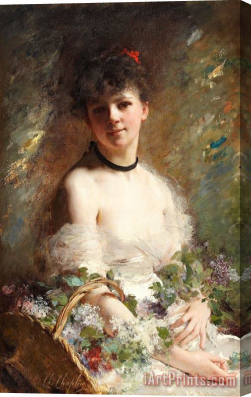Charles Chaplin Young Woman with Flower Basket Stretched Canvas Print / Canvas Art