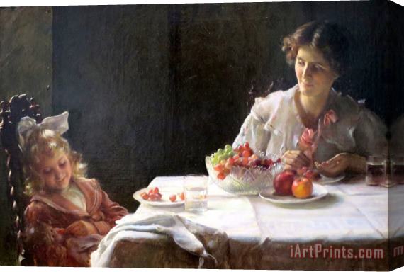 Charles Courtney Curran Breakfast for Three Stretched Canvas Print / Canvas Art