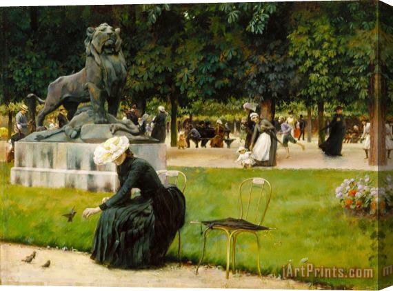 Charles Courtney Curran In The Luxembourg Garden Stretched Canvas Print / Canvas Art
