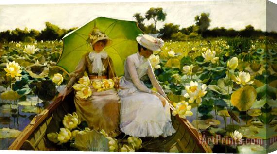 Charles Courtney Curran Lotus Lilies Stretched Canvas Painting / Canvas Art