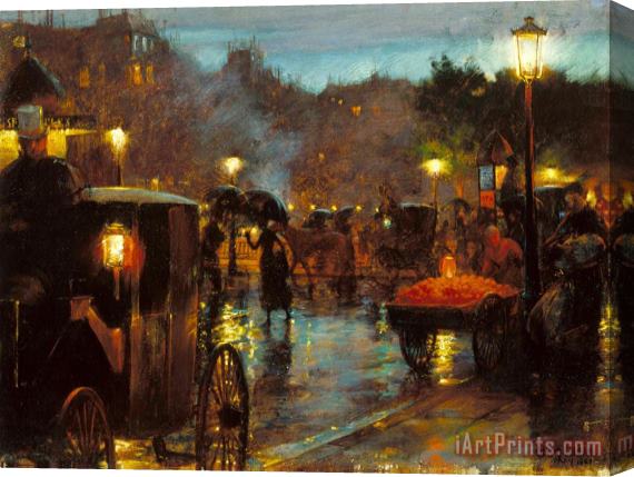 Charles Courtney Curran Paris at Night Stretched Canvas Print / Canvas Art