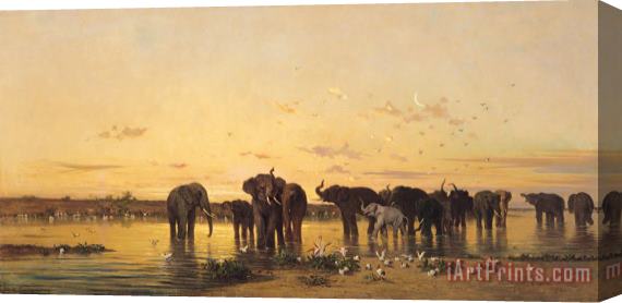 Charles Emile de Tournemine African Elephants Stretched Canvas Print / Canvas Art