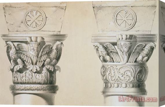 Charles Felix Marie Texier Byzantine Capitals From Columns In The Nave Of The Church Of St Demetrius In Thessalonica Stretched Canvas Print / Canvas Art
