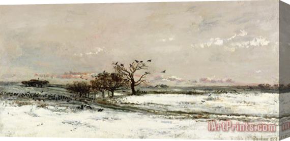 Charles Francois Daubigny The Snow Stretched Canvas Print / Canvas Art