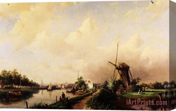 Charles Henri Joseph Leickert A River Landscape Stretched Canvas Painting / Canvas Art