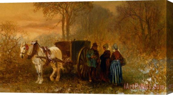 Charles Rochussen Travellers by a Horse And Cart in a Wooded Landscape Stretched Canvas Painting / Canvas Art