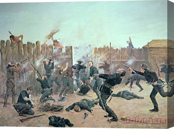 Charles Schreyvogel Defending the Fort Stretched Canvas Print / Canvas Art