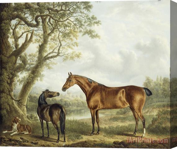 Charles Towne Hunters And a Spaniel in an Extensive Landscape Stretched Canvas Painting / Canvas Art