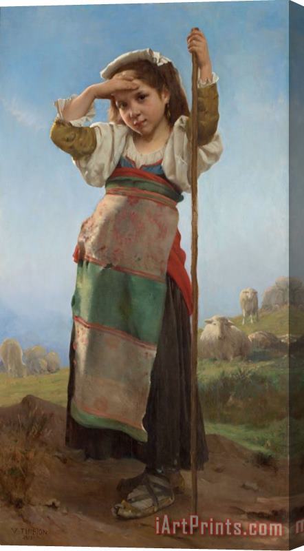 Charles Victor Thirion Young Shepherdess Stretched Canvas Print / Canvas Art