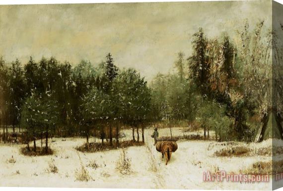 Cherubino Pata Entrance to the Forest in Winter Stretched Canvas Painting / Canvas Art