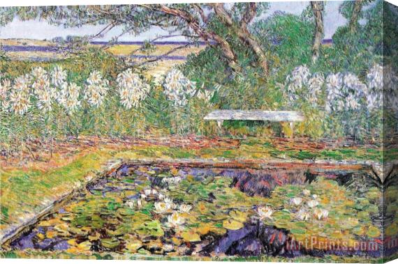 Childe Hassam A Garden on Long Island Stretched Canvas Painting / Canvas Art