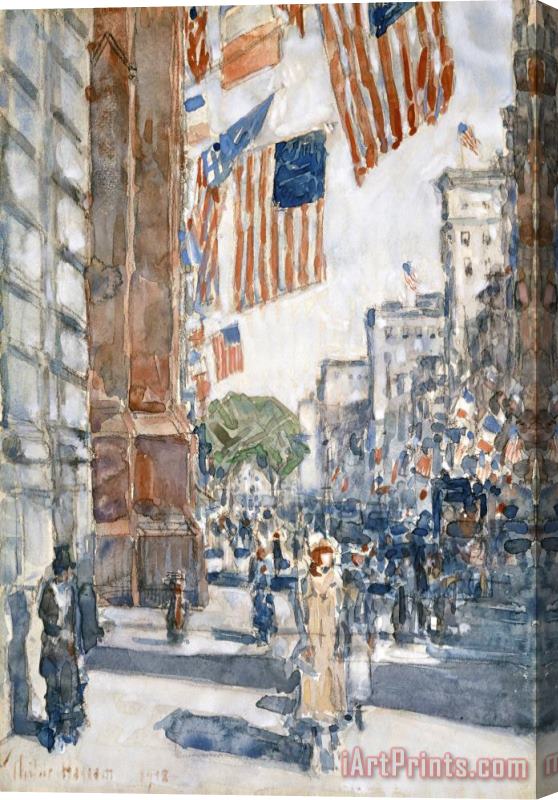 Childe Hassam Flags, Fifth Avenue Stretched Canvas Print / Canvas Art