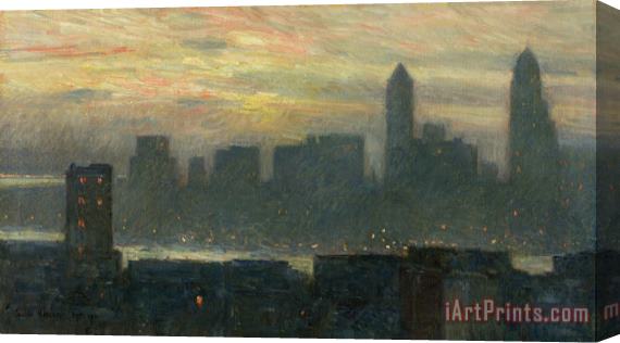 Childe Hassam Manhattans Misty Sunset Stretched Canvas Print / Canvas Art