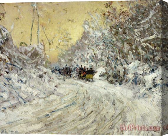 Childe Hassam Sleigh Ride in Central Park Stretched Canvas Print / Canvas Art