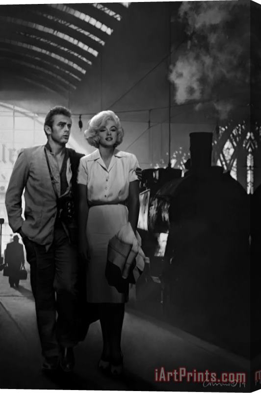 chris consani James Dean And Marilyn at The Station Stretched Canvas Print / Canvas Art