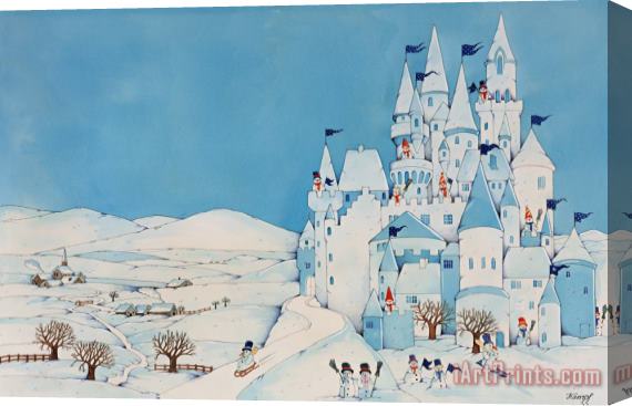Christian Kaempf Snowman Castle Stretched Canvas Painting / Canvas Art