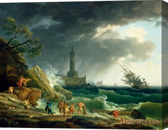 Claude Joseph Vernet A Storm on a Mediterranean Coast Stretched Canvas Painting / Canvas Art
