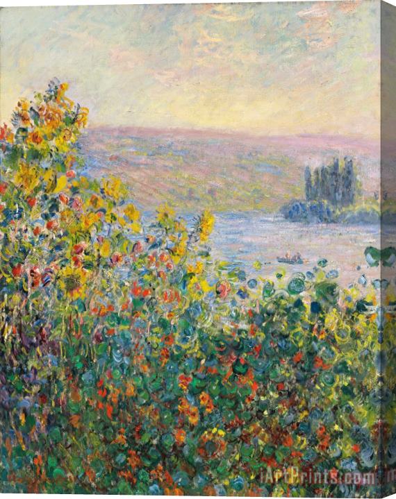 Claude Monet Flower Beds at Vetheuil Stretched Canvas Print / Canvas Art