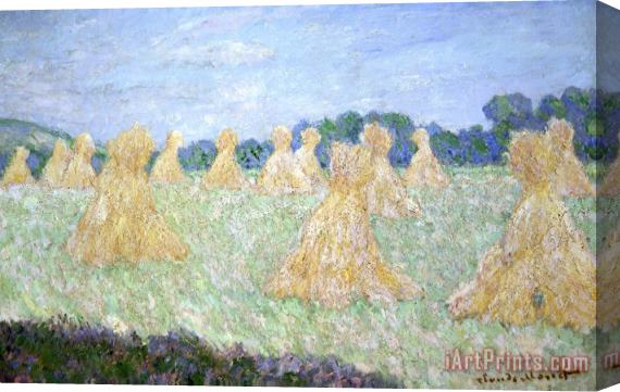 Claude Monet Haystacks The young Ladies of Giverny Sun Effect Stretched Canvas Painting / Canvas Art