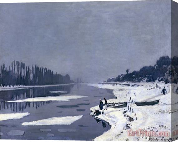 Claude Monet Ice on the Seine at Bougival Stretched Canvas Print / Canvas Art