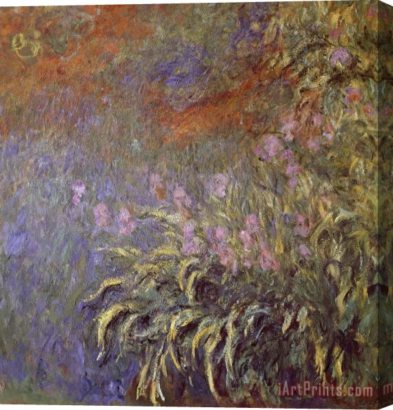 Claude Monet Iris In Pond Stretched Canvas Painting / Canvas Art