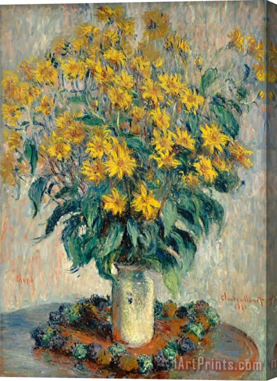 Claude Monet Jerusalem Artichoke Flowers Stretched Canvas Painting / Canvas Art