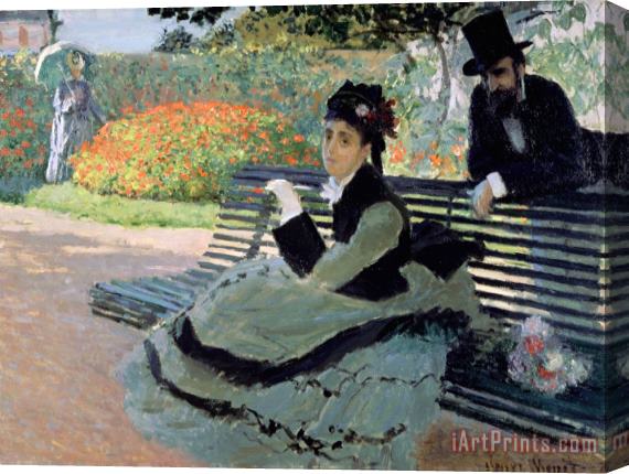 Claude Monet Madame Monet on a Garden Bench Stretched Canvas Painting / Canvas Art
