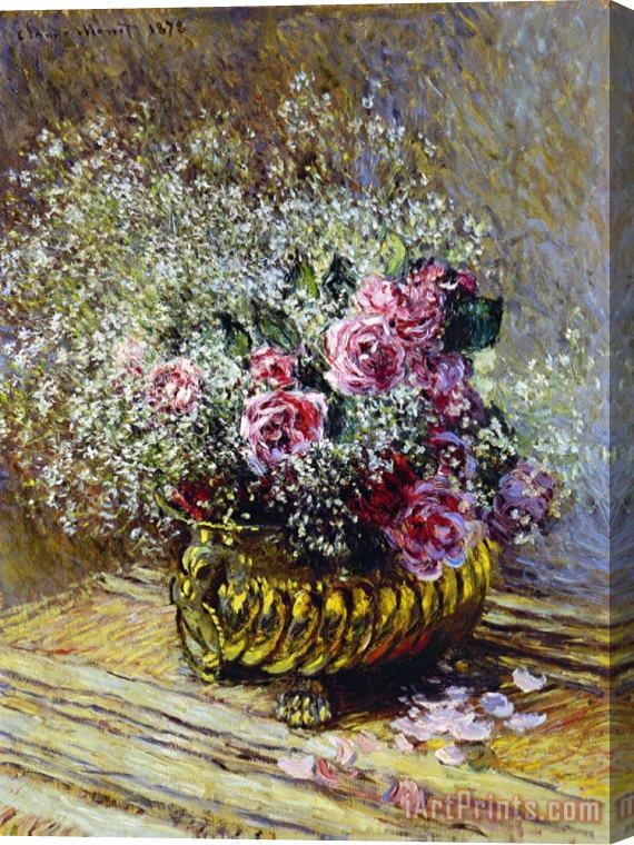 Claude Monet Roses in a Copper Vase Stretched Canvas Print / Canvas Art