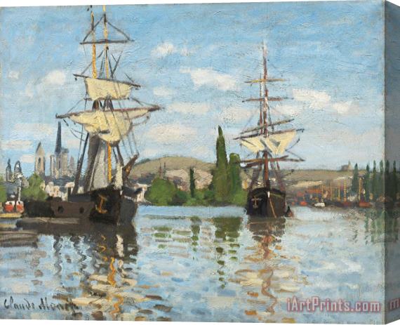 Claude Monet Ships Riding On The Seine At Rouen Stretched Canvas Print / Canvas Art