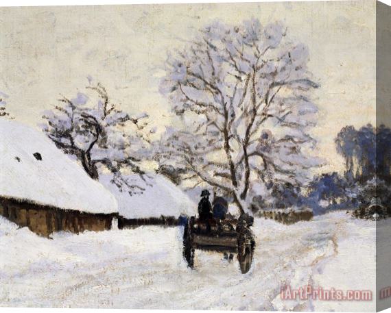Claude Monet The Carriage- The Road To Honfleur Under Snow Stretched Canvas Painting / Canvas Art