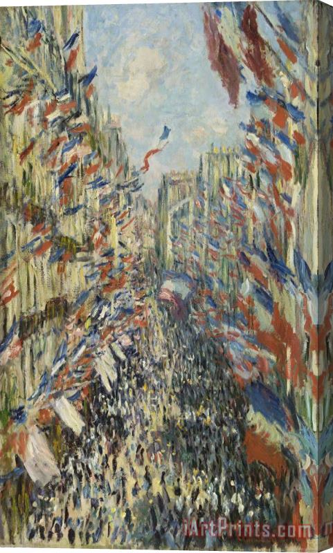 Claude Monet The Rue Montorgueil In Paris - Celebration Of June 30 1878 Stretched Canvas Painting / Canvas Art