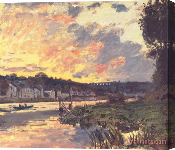 Claude Monet The Seine at Bougival in The Evening Stretched Canvas Painting / Canvas Art