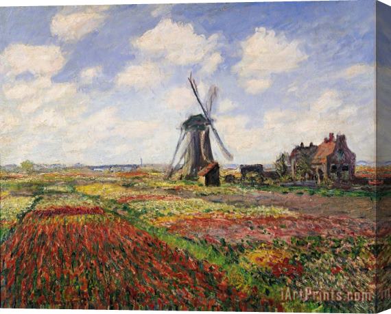 Claude Monet Tulip Fields with the Rijnsburg Windmill Stretched Canvas Painting / Canvas Art