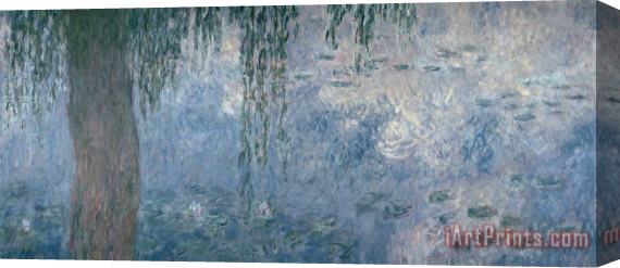 Claude Monet Waterlilies Morning With Weeping Willows Stretched Canvas Print / Canvas Art