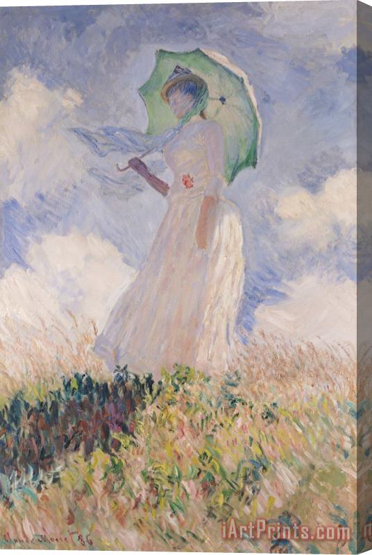 Claude Monet Woman With Parasol Turned To The Left Stretched Canvas Print / Canvas Art