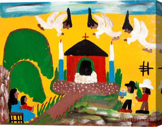 Clementine Hunter Angels Over Melrose Plantation, 1960s Stretched Canvas Print / Canvas Art