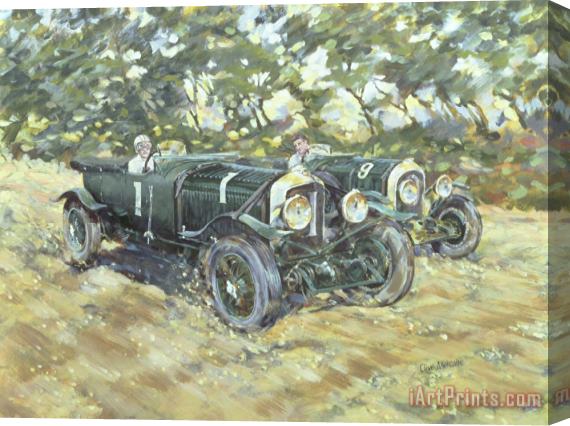 Clive Metcalfe 1929 Le Mans Winning Bentleys Stretched Canvas Painting / Canvas Art
