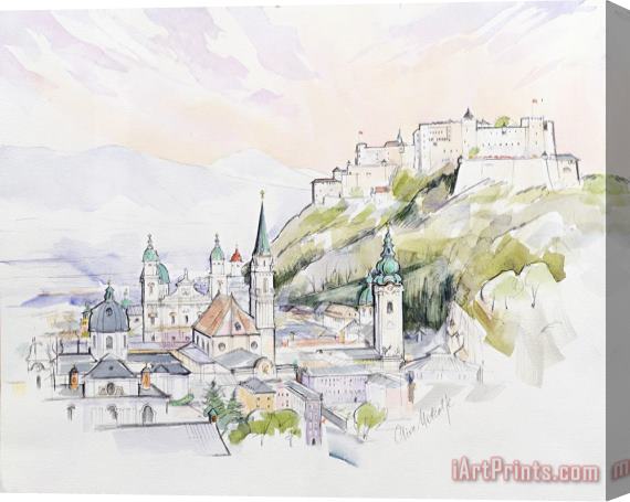 Clive Metcalfe Salzburg Sunrise Stretched Canvas Painting / Canvas Art