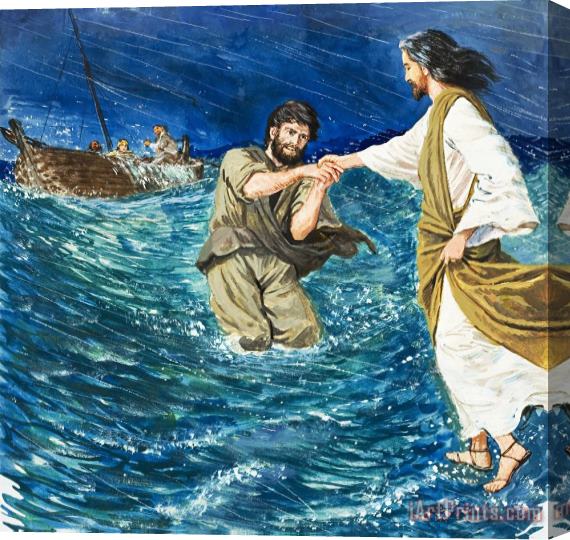 Clive Uptton The Miracles of Jesus Walking on Water Stretched Canvas Print / Canvas Art