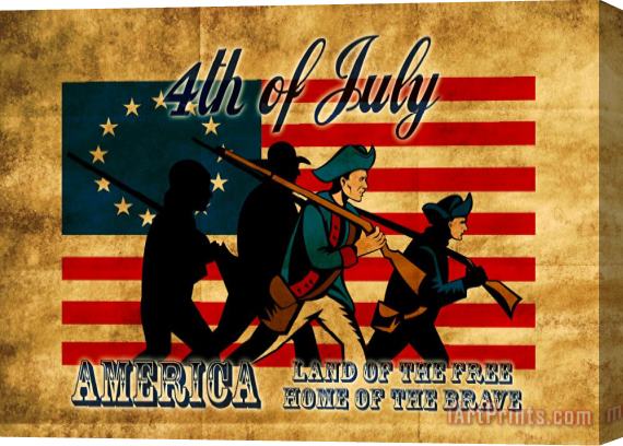 Collection 10 American revolution soldier marching Stretched Canvas Painting / Canvas Art