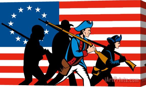 Collection 10 American revolutionary soldier marching Stretched Canvas Painting / Canvas Art