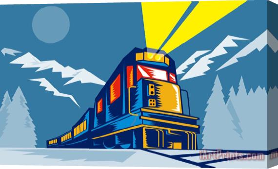 Collection 10 Diesel train winter Stretched Canvas Print / Canvas Art