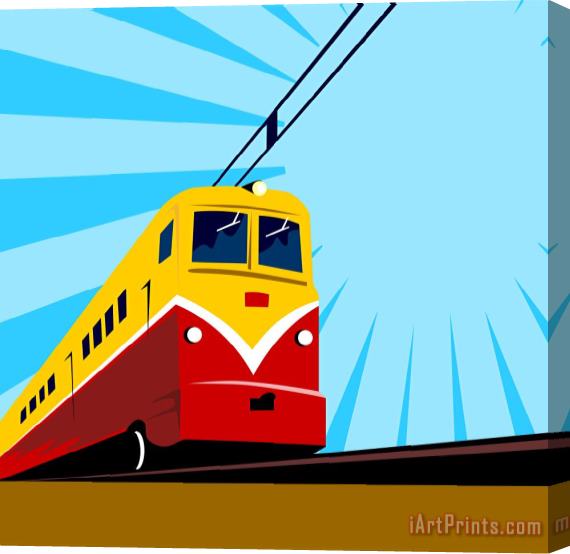 Collection 10 Electric Passenger Train Retro Stretched Canvas Print / Canvas Art
