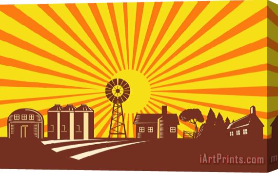 Collection 10 Farm Barn Silo Windmill Retro Stretched Canvas Painting / Canvas Art