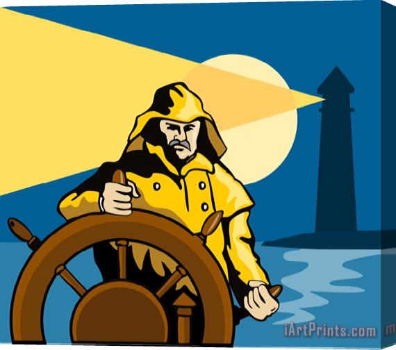 Collection 10 Fisherman Sea Captain Helm Retro Stretched Canvas Painting / Canvas Art